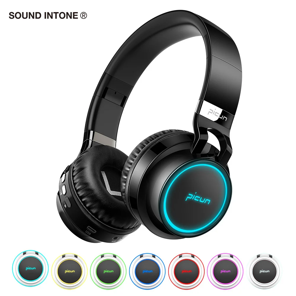Sound Intone P60 Bluetooth наушники Беспроводной со Светодиодные светящиеся 7 видов цветов