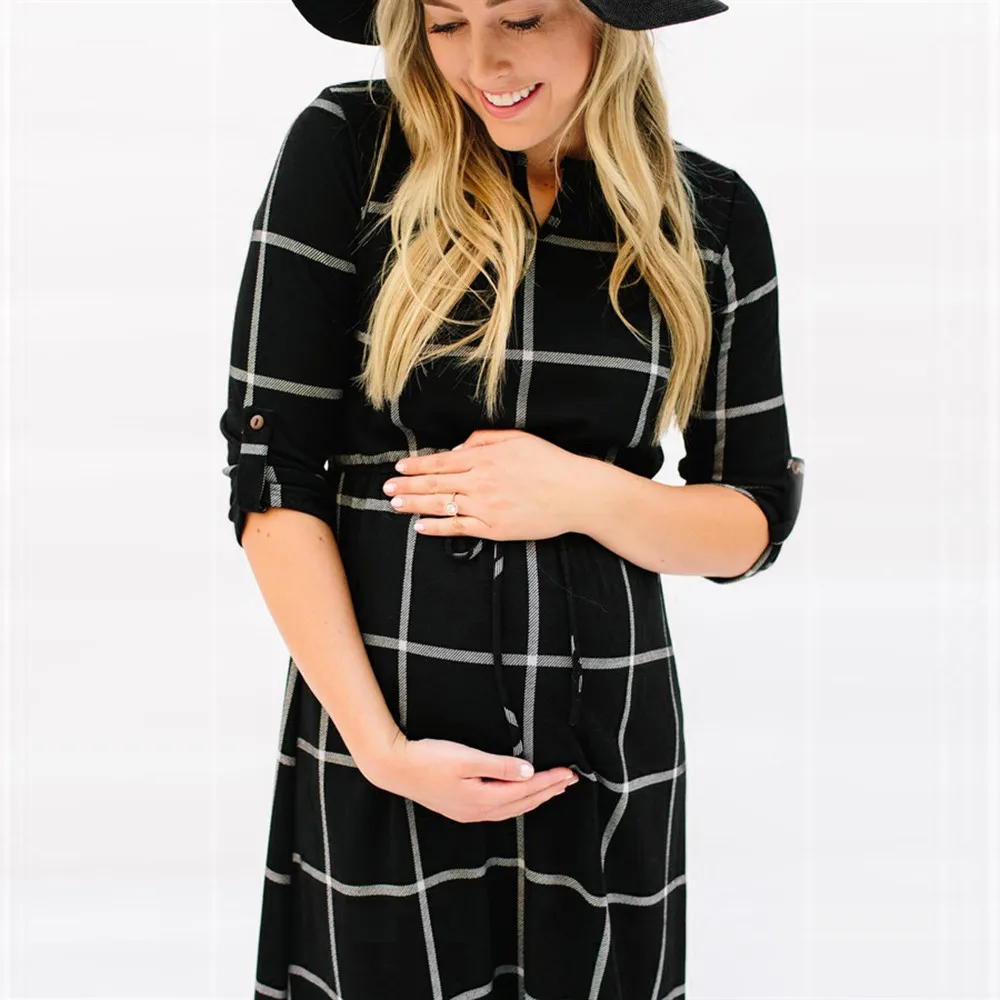 Новое модное платье высокого качества для беременных женщин сексуальное платье для фотосессии повседневная одежда для кормящих женщин Бохо шикарное платье с галстуком