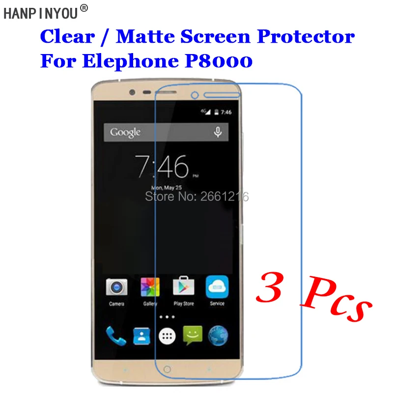 

3 Pcs/Lot New HD Clear / Anti-Glare Matte Front Screen Protector Touch Film Protection Skin For Elephone P8000 5.5"