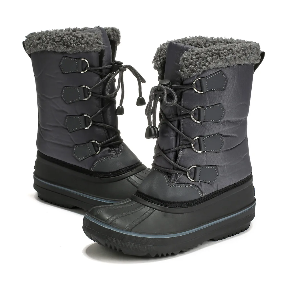 Mudipanda/; водонепроницаемые теплые зимние ботинки для подростков; кожаная обувь; цвет черный, серый; плюшевая хлопковая обувь; нескользящая обувь с высоким голенищем для мальчиков и девочек