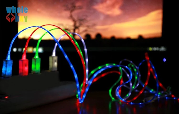 Красочный Высококачественный красивый 1 м светодиодный USB Кабель EL shine Light