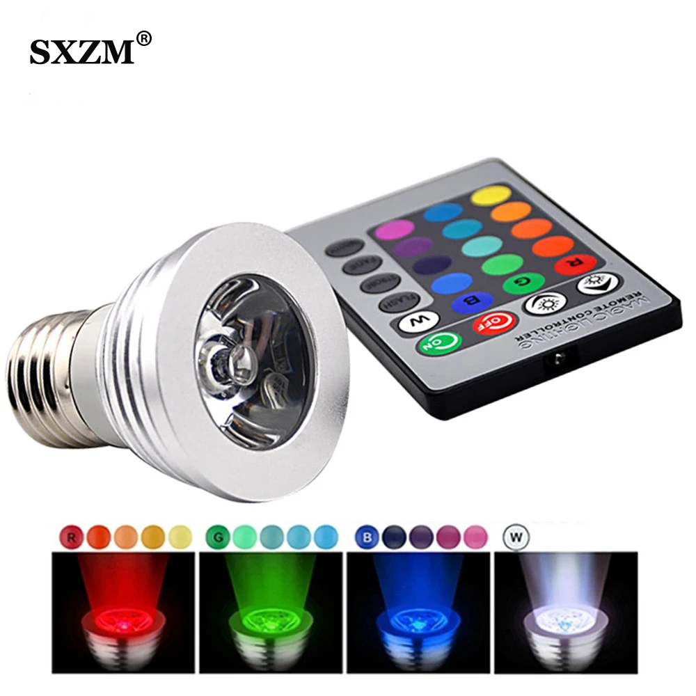 

3W E27 RGB RGBW LED Spot Light Bulb AC85-265V LED Spotlight 16 Colors with Remote Controller Epistar led indoor lighting Bulb