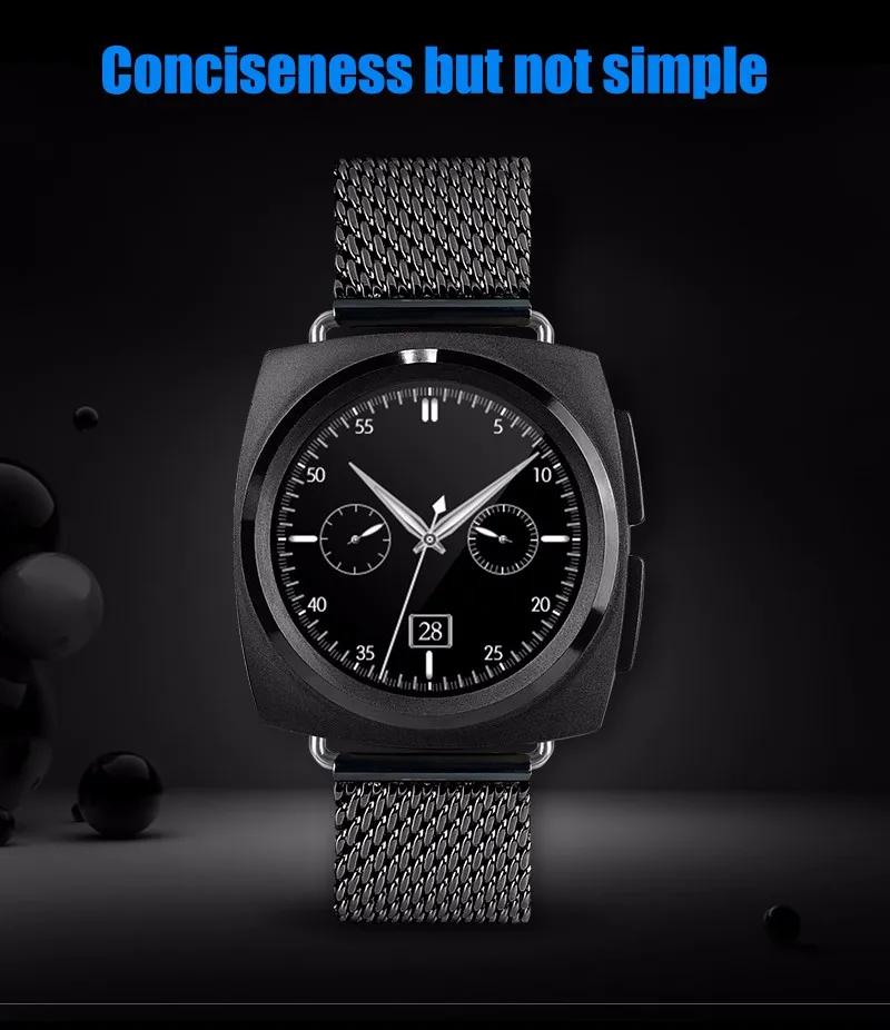 Металлический или кожаные Смарт-часы с 128 Мбит/с+ 64 Мбит полный круглый экран сердечного ритма MTK2502 BT4.0 Совместимость с ios и Android