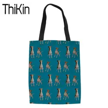 THIKIN подростковые большие сумки для книг для женщин, сумки для покупок с принтом «Грейхаунд», Женская многоразовая эко-сумка для покупок, Женская Холщовая Сумка-тоут