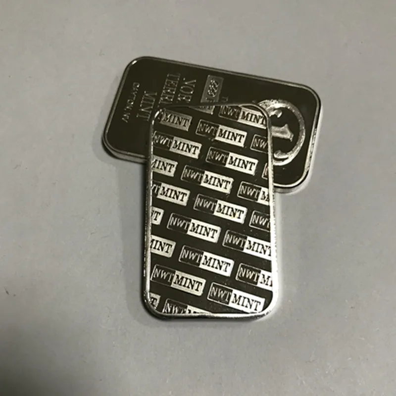 Best 100 pcs Non Magnetic Northwest TERRITORIAL mint coin brass core 1 OZ silver plated ingot badge 50 mm x 28 mm home decoration bar 4