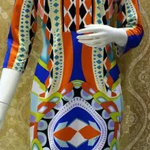 Женская одежда в новом абстрактный принт рукав v-образный вырез эластичные трикотажные ткани модное платье