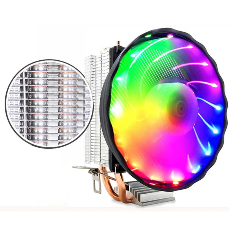 3Pin CPU Cooling Cooler RGB LED Heatsink Fan 4 Heatpipe Radiator CPU Cooler For Intel LGA 2