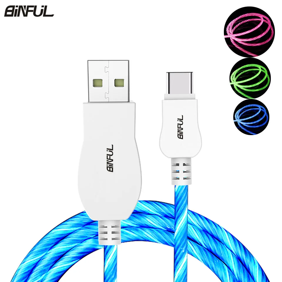 

LED Luminous Charging Cable For Huawei Samsung Xiaomi LG Micro USB Type C USB-C Mobile Phone Charger Flowing Data Sync Cabel