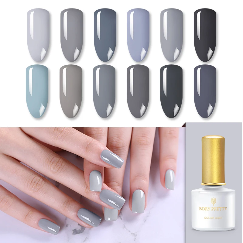 

BORN PRETTY Grey Series Pure Nail Color 6ml Nail Gel Polish Soak Off UV Lacquer Varnish