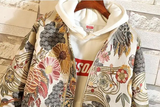 Spring hotsale Japanese Embroidery Men's Jacket Coat Hip Hop Streetwear 5XL Jacket Coat Bomber Jacket 2019 Autumn New clothing