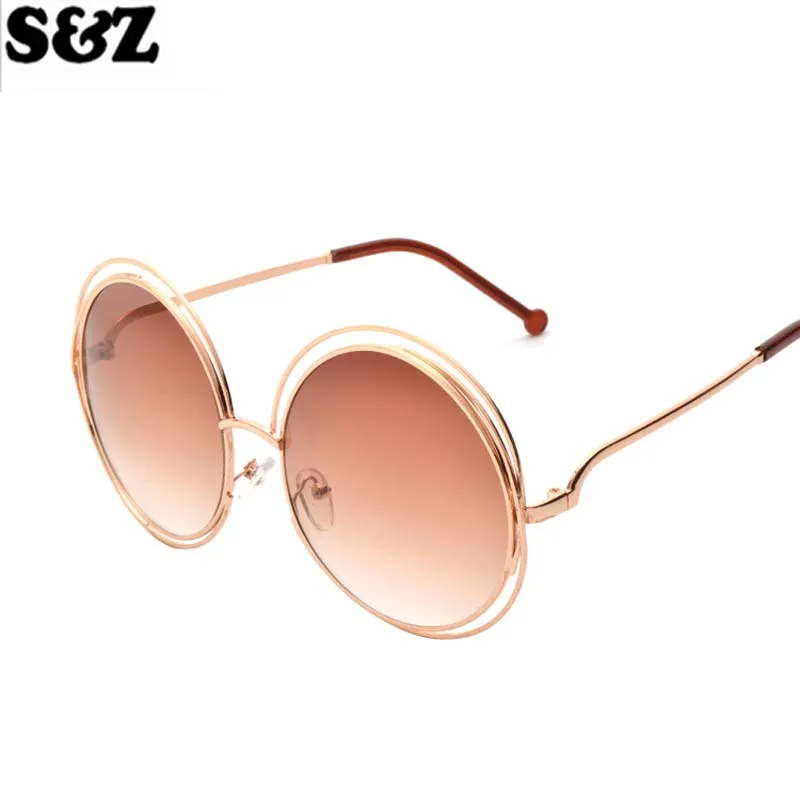 Большой Круг Круглый рамки брендовая Дизайнерская обувь солнцезащитные очки для женщин Bicyclic Винтаж Личность Óculos Feminino Защита от солнца очк