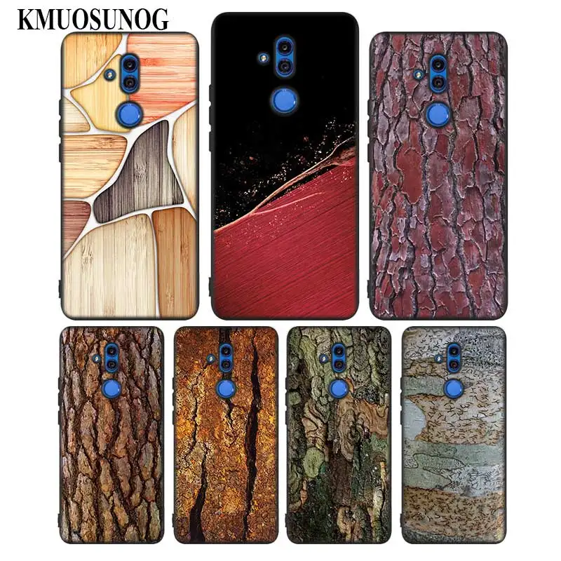 

For Huawei Honor Mate 7C 7A 8 8X 9 9N 10 20 Nova 3 3e 3i Pro Lite Black Silicon Phone Case Wooden Pattern wood textures Style