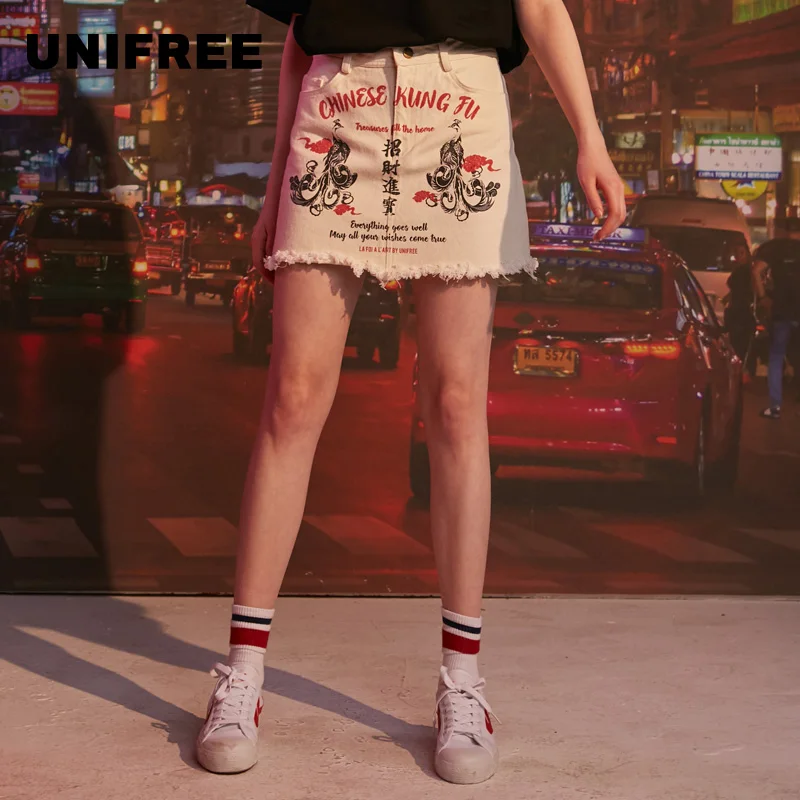 UNIFREE 2019 летнее платье Новая Летняя короткая юбка в европейском и американском
