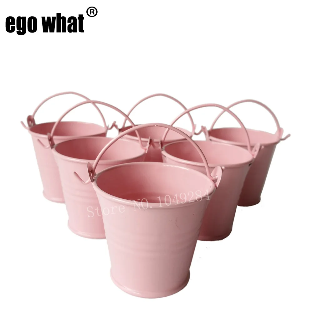 

30Pcs/Lot D6*H5CM Mini Metal Buckets Easter Egg Pots Mini Pails pink