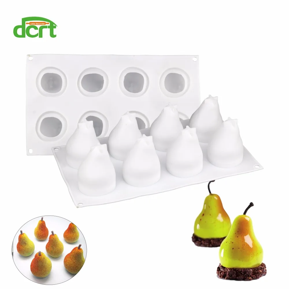 

8 Holes Pear Shape 3D Silicone Cake Baking Mold For Mousse Truffle Chocolate Molds DIY Cake Decoration