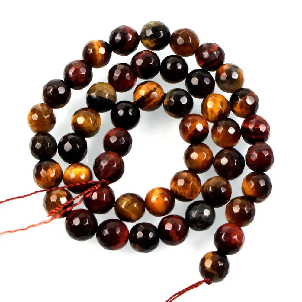 

95pcs Fashion Natural Stone Beads Colorful Faceted Tiger Eye Agates Round Loose Beads For Jewelry Making Bracelet 4/6/8/10mm
