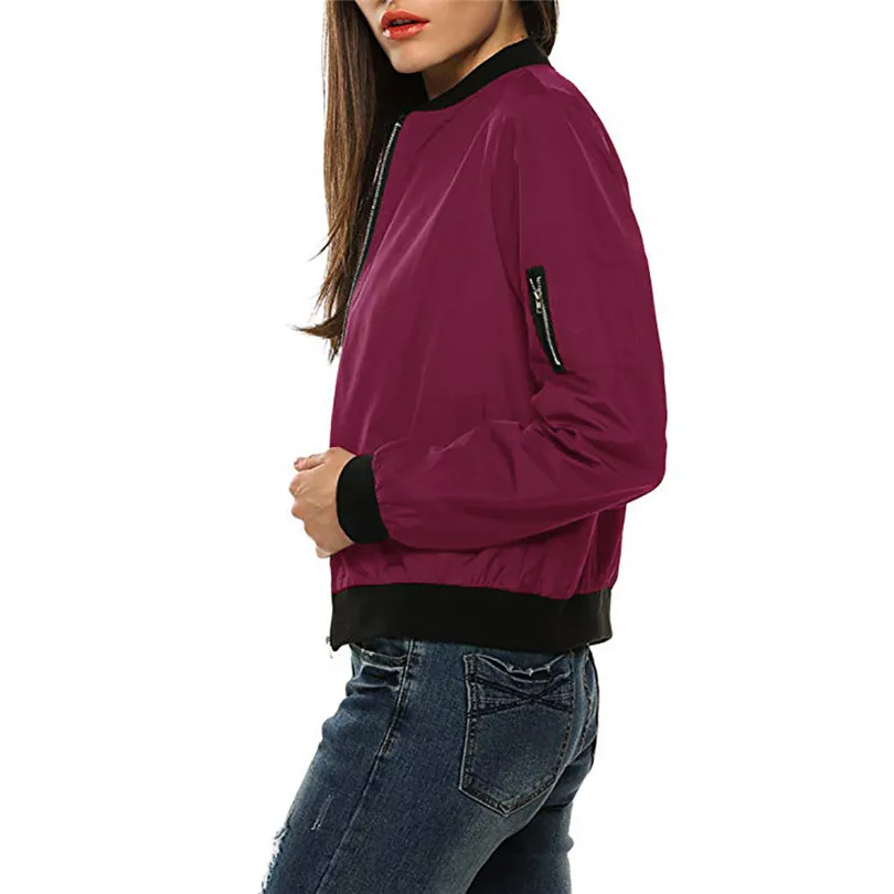 New Fashion Women Classic Quilted Jacket Autumn Winner Casual Short Bomber Solid Jacket Coat Outwear #E15 (17)