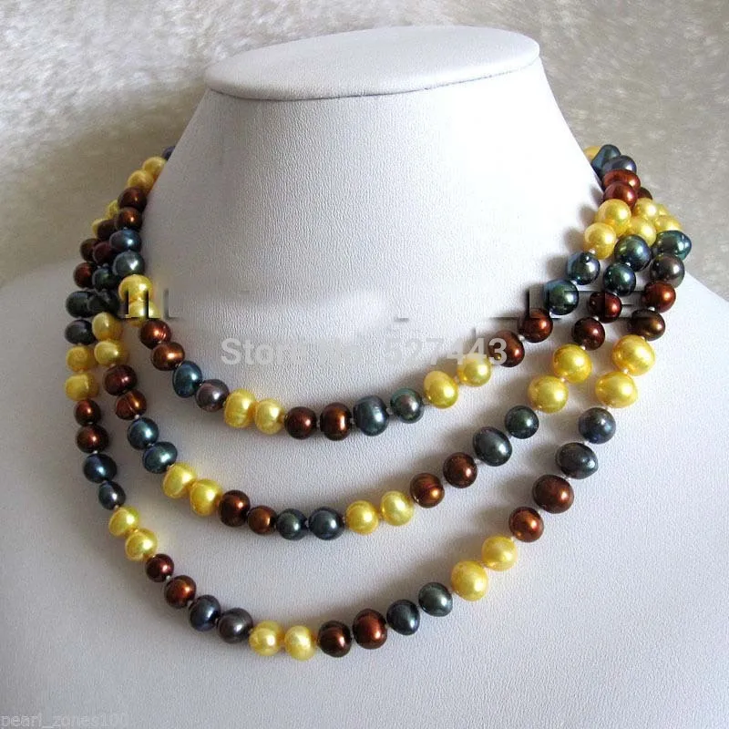 

Wholesale 48" 6-8mm Multi Color Freshwater Pearl Strand Necklace Fashion Jewelry