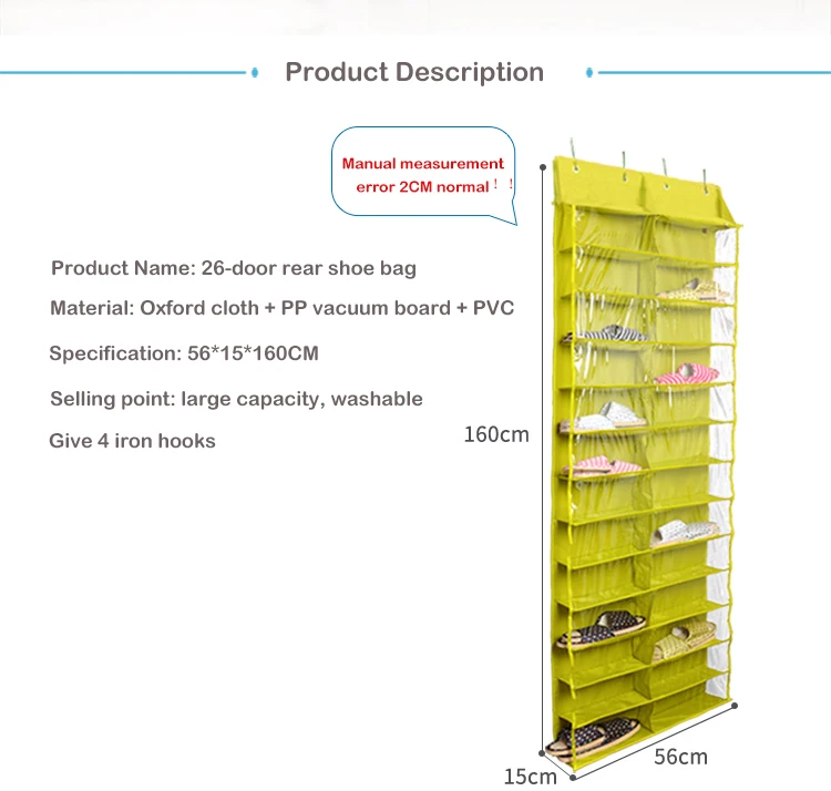 Горячая Распродажа, дверная вешалка для хранения, 26 пар, полка для обуви, карманный подвесной Органайзер/стеллаж, дверное хранение, экономия места, органайзер для хранения