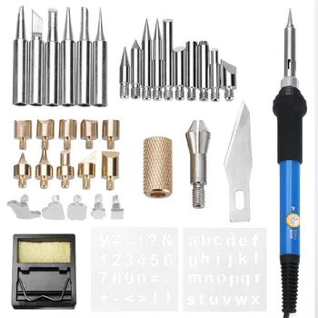 

37set 60W Wood Burning Pyrography Pen Kit Tools Electric Soldering Irons TStencil Soldering Craft Tools EU/US Plug
