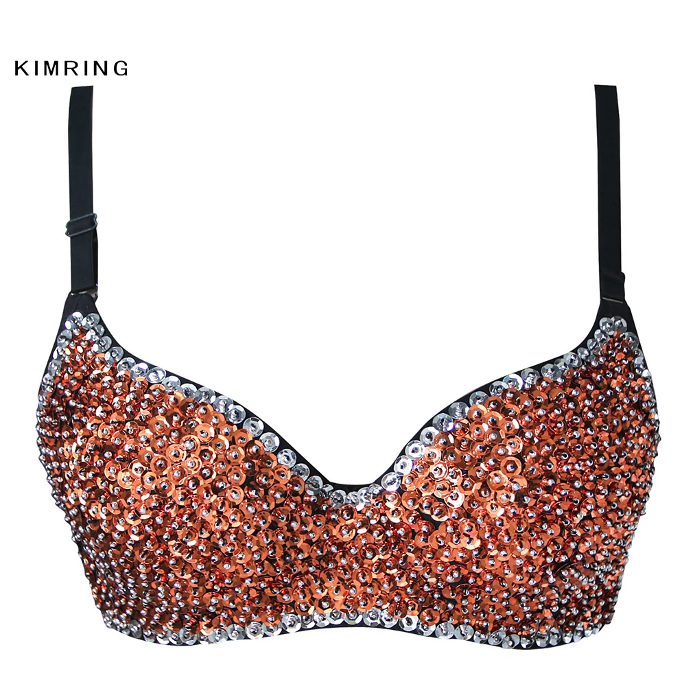 Kimring модный бюстгальтер с блестками украшенный хризантемой сексуальный женский