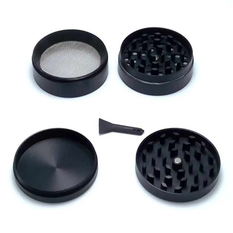 

6 Colors 50MM 4 Layer Zinc Alloy Glitter Solid Color Cigarette Tobacco Grinder Cylinder Hand Crank Herbal Herb Spice Crusher