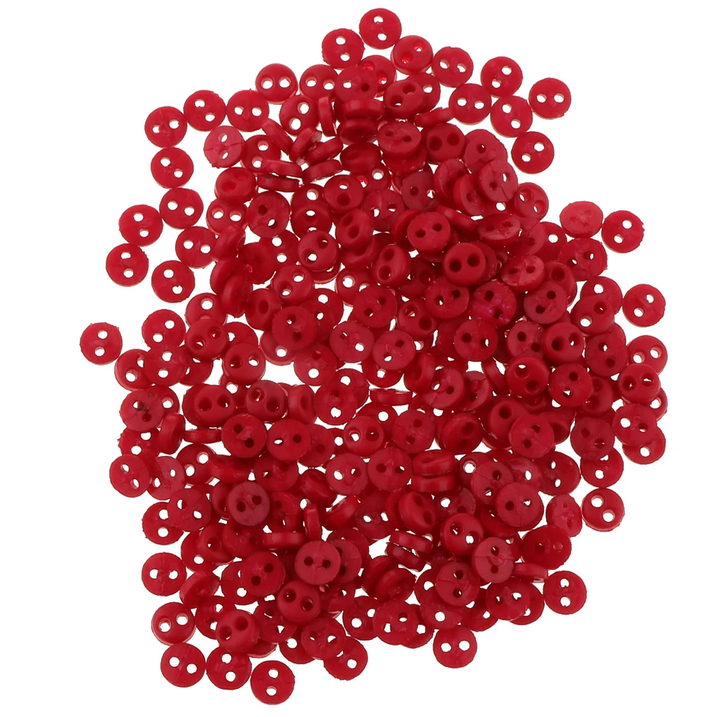 300 Pieces Very Small Mini Tiny Micro Figures Doll DIY Clothing Sewing Buttons 4mm Red for Scrapbooking/ Embellishment