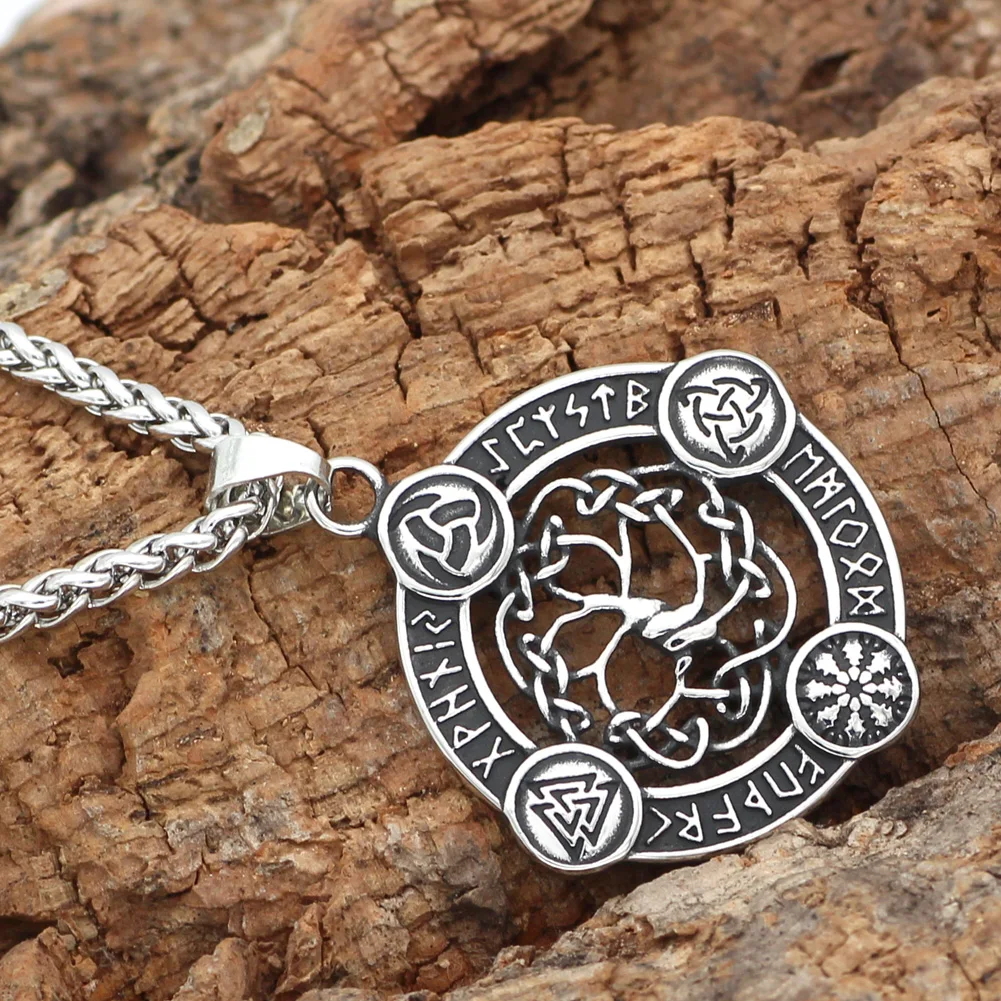 Нержавеющая сталь Викинг Северный компас Vegvisir odin амулет кулон ожерелье с подарочной сумкой