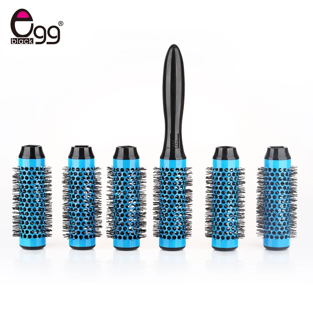 6 Rollers Hair Brush 35mm Detachable Head Hair Brush Set Round Brush