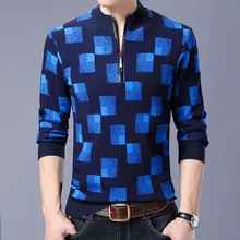 2017 Autumn Winter Wool Turtleneck Sweater Men Casual Computer Knitted Mandarin Collar Zipper Long Sleeve Pullovers Male