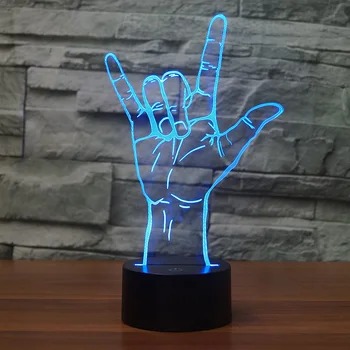 

Personality Gesture ROCK design 7 Changing Colors 3d illusion night lamp