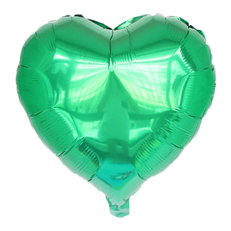20 шт./лот, в форме сердца, майларовые шары из фольги, мальлуны, 18 дюймов, гелиевые шары, любовь, свадебные украшения, простой металлический шар - Цвет: Зеленый