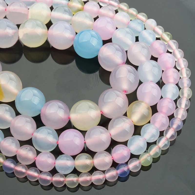 

Natural Stone Beads Colorful Morganite Stone Round Loose Beads For Jewelry Making 15inche/Strand Diy Bracelet Necklace HK166