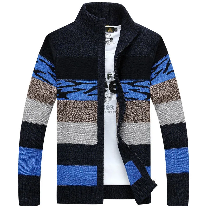 

drop shipping 2018 keep warm thick velvet men sweater man casual knitwear zipper cardigan M-3XL CYG319