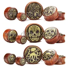 new rose wood metal plugs ear gauges piercing tunnels body jewelry free shipping earrings 12-30mm