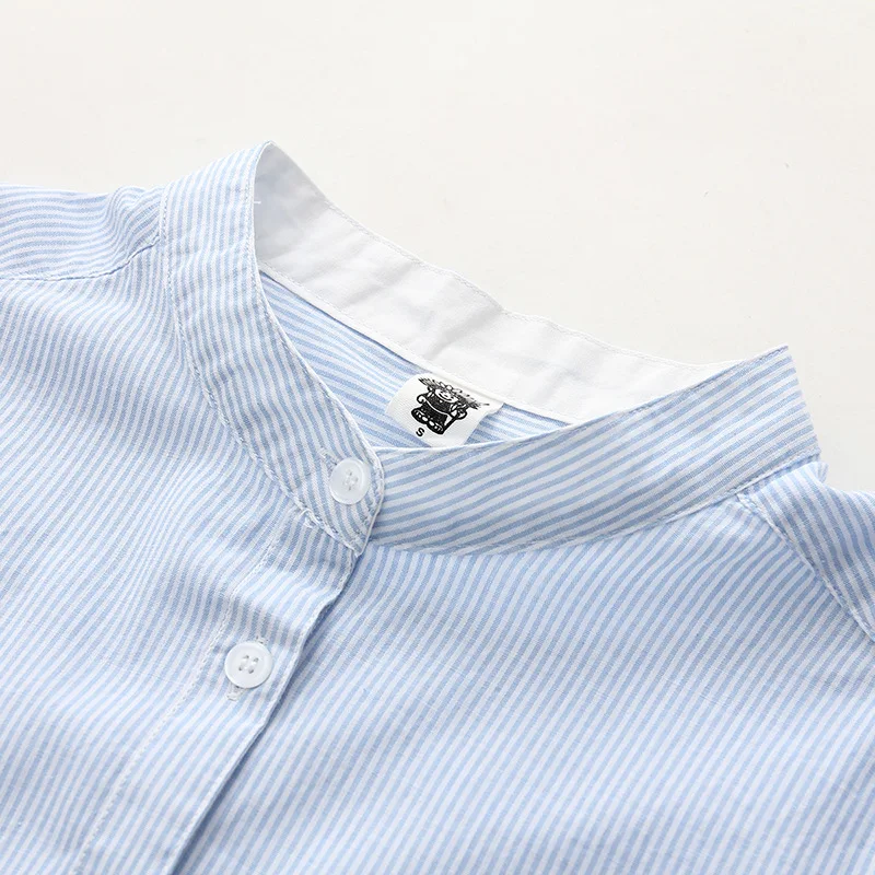 Blouses Casual Shirt Women Striped Blue And White Blouse Women Long Sleeves Blouse Cotton Collar Fresh Fine Striped