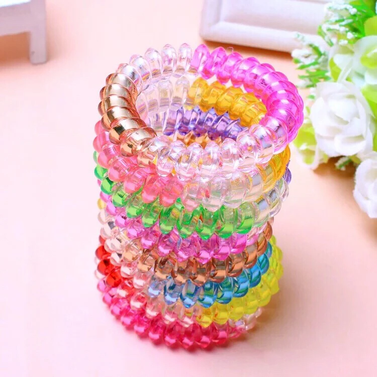 3pcs color telephone line elastic hair with a solid color girl hair ring women accessories Trendy Headbands head jewelry