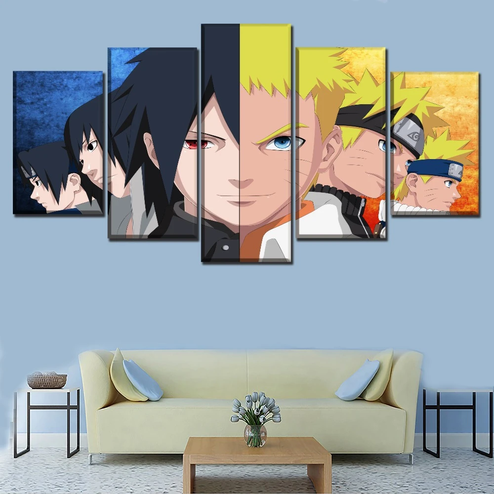 Anime Naruto Uzumaki Dan Sasuke Uchiha Naruto Poster 5 Panel Abstrak Lukisan Modern Kanvas Seni Dicetak Gambar Wall Decor Painting Calligraphy AliExpress