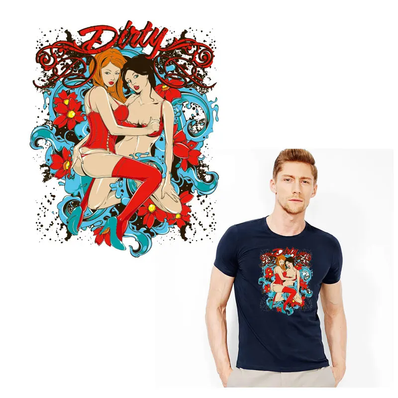 

Sexy Girl Iron on Patches for Clothing Sticker Thermo Transfer for Clothes DIY Tops Decor Jeans badges Fusible Clothing T-shirts
