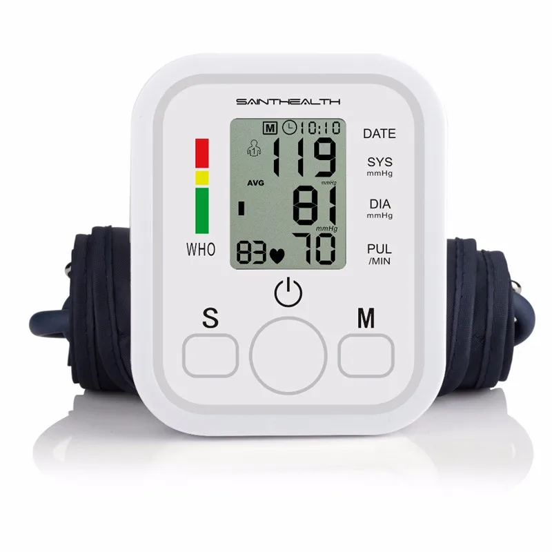 Saint Health tensiometro digital bp baumanometro de brazo medicos  equipamento aparato tension arterial de brazo tensiometros digitales de  brazo español monitor de presión arterial monitor presion arterial para  brazo