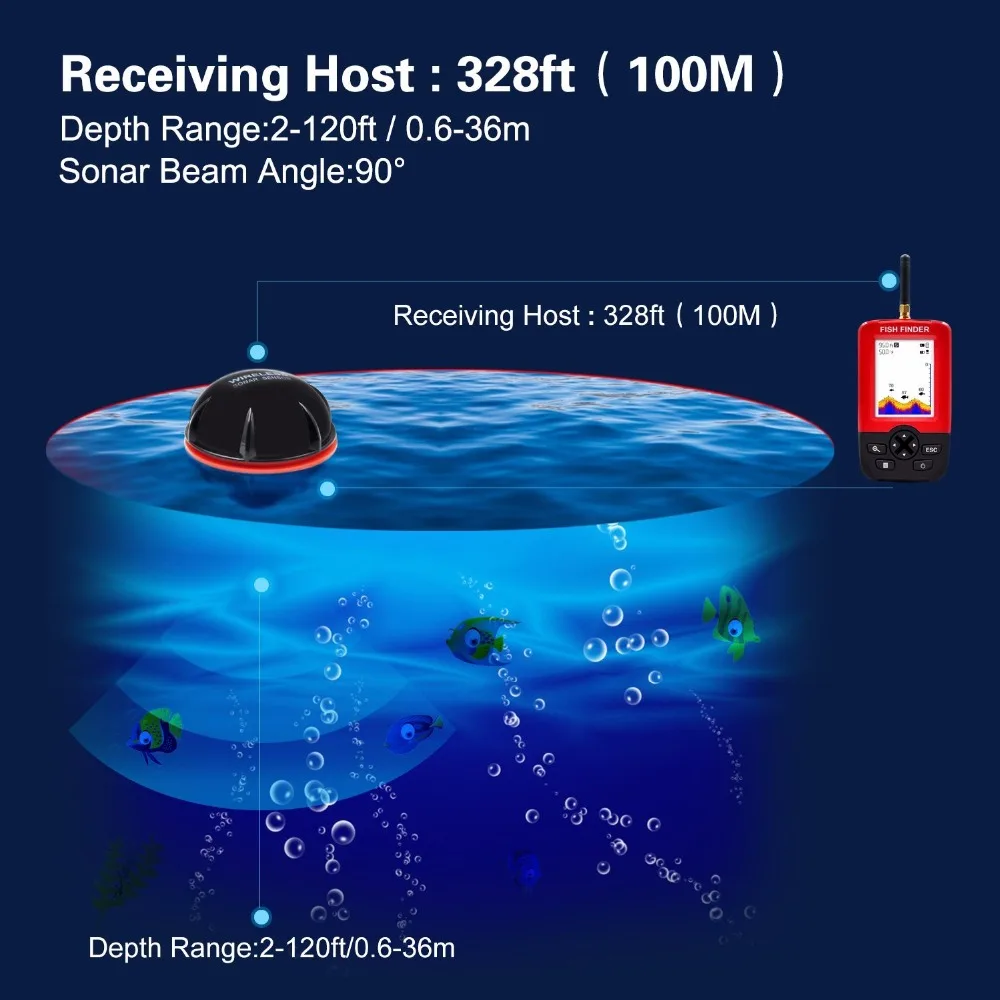  Free Shipping Hot Sale Alarm 100M Portable Sonar LCD Wireless Fish Finder Fishing lure Echo Sounder