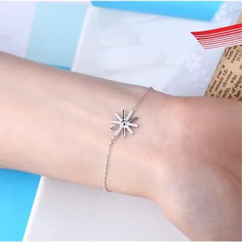 

Korean Style Sun Flower Fashion 925 Sterling Silver Jewelry Crystal Beautiful Exquisite Female Temperament Bracelets SB131