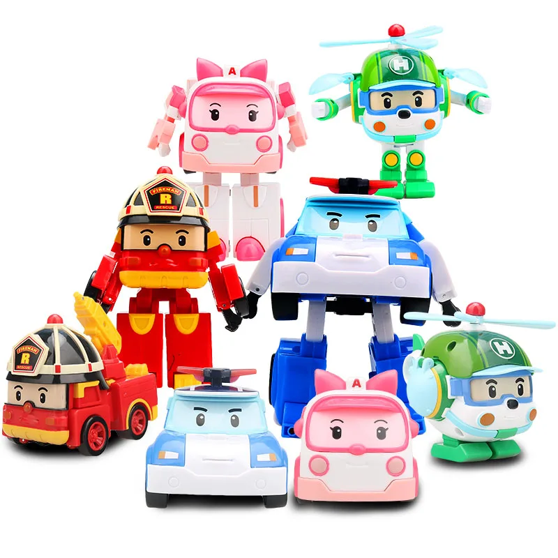 

4pcs/Set Korea Poli Rescue Series Robot Car Toys For Children Transformation Anime Figure Educational Kids Model Toy As Gift