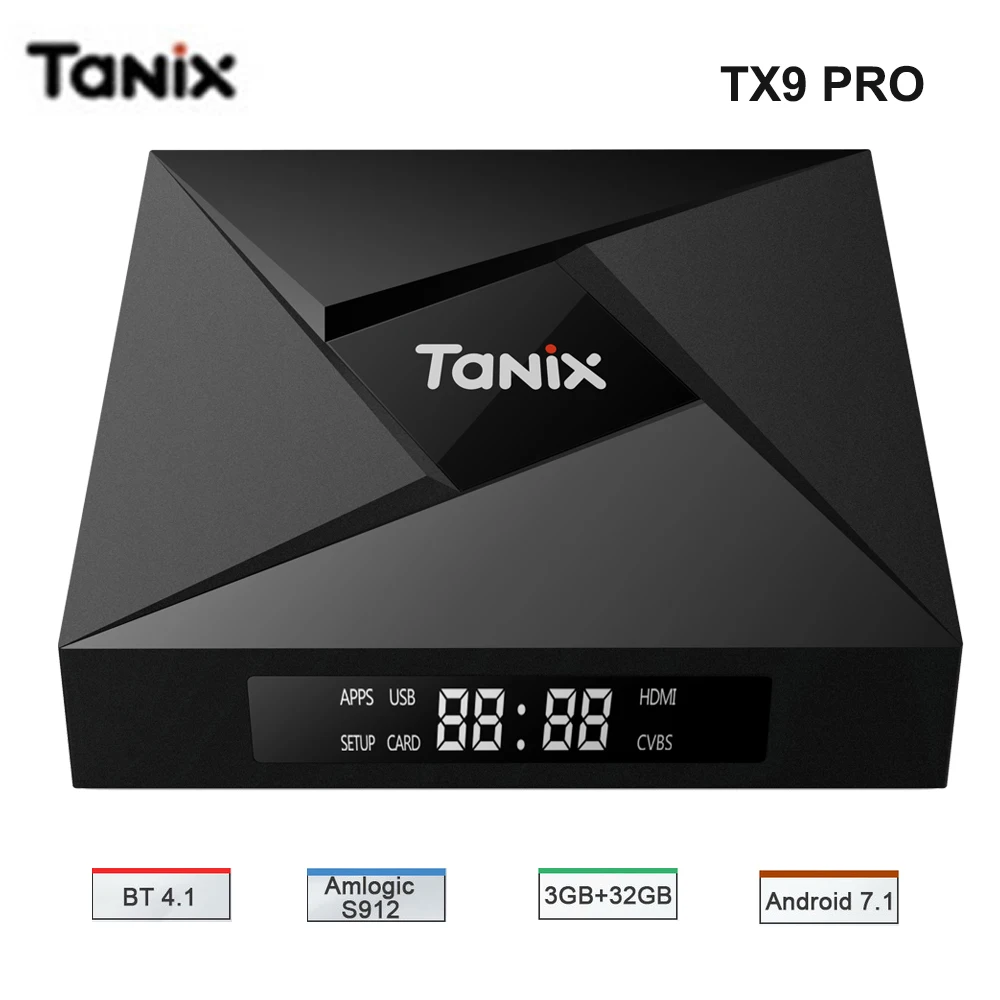 Tanix TX9 برو الروبوت 7.1 مربع التلفزيون الذكية 3G RAM 32G ROM مربع التلفزيون Amlogic S912 الثماني النواة وحدة المعالجة المركزية BT 4.1 1000 M LAN WiFi HDMI قمة مجموعة مر...