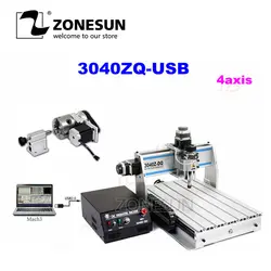 ZONEUN 3040Z-DQ 300 Вт USB 4 оси cnс для сверления, фрезеровки машина