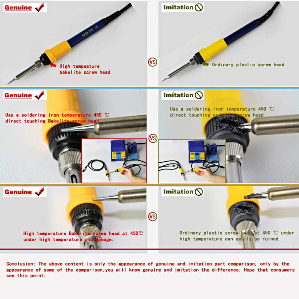 YIHUA 907F 60 Вт Hakko нагреватель паяльник синяя ручка ремонтные Инструменты Быстрый нагрев точный контроль температуры антистатический desig