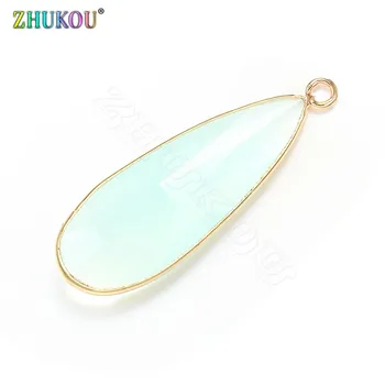 

ZHUKOU 14x43mm Exquisite Gradient Glass Pendant Brass Charms for DIY Necklace Jewelry Making Accessories model:VD402