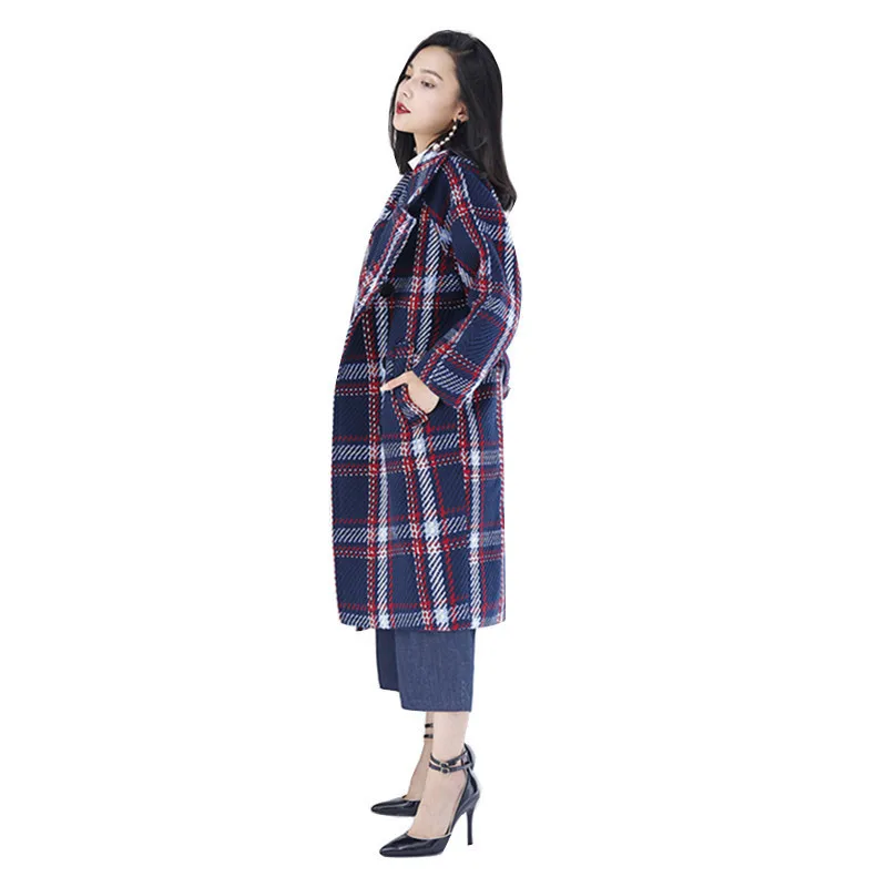 Ioqrcjv Confortable Laine En 4 Nouvelles Carreaux À Costume Col longs Croisé Manteaux Plaid Femmes Mélangé Casual Mi Hiver Manteau 2018 Tops AaCwqffU