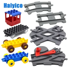 Объемная железная дорога перекрестный поезд большие строительные блоки совместим с Duplo классический автомобиль аксессуары наборы кирпичи части DIY детские игрушки