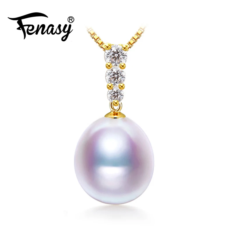 

FENASY 18K Gold Pendant White Pearl Jewelry Necklaces & Pendants Gold Pendant Necklace Women Send 925 Silver Necklace